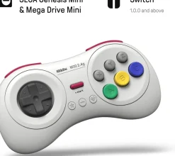 Manette sans fils 8 boutons, couleur Blanche/White compatible sur Switch, Sega Genesis mini & Mega Drive mini^8Bitdo Online