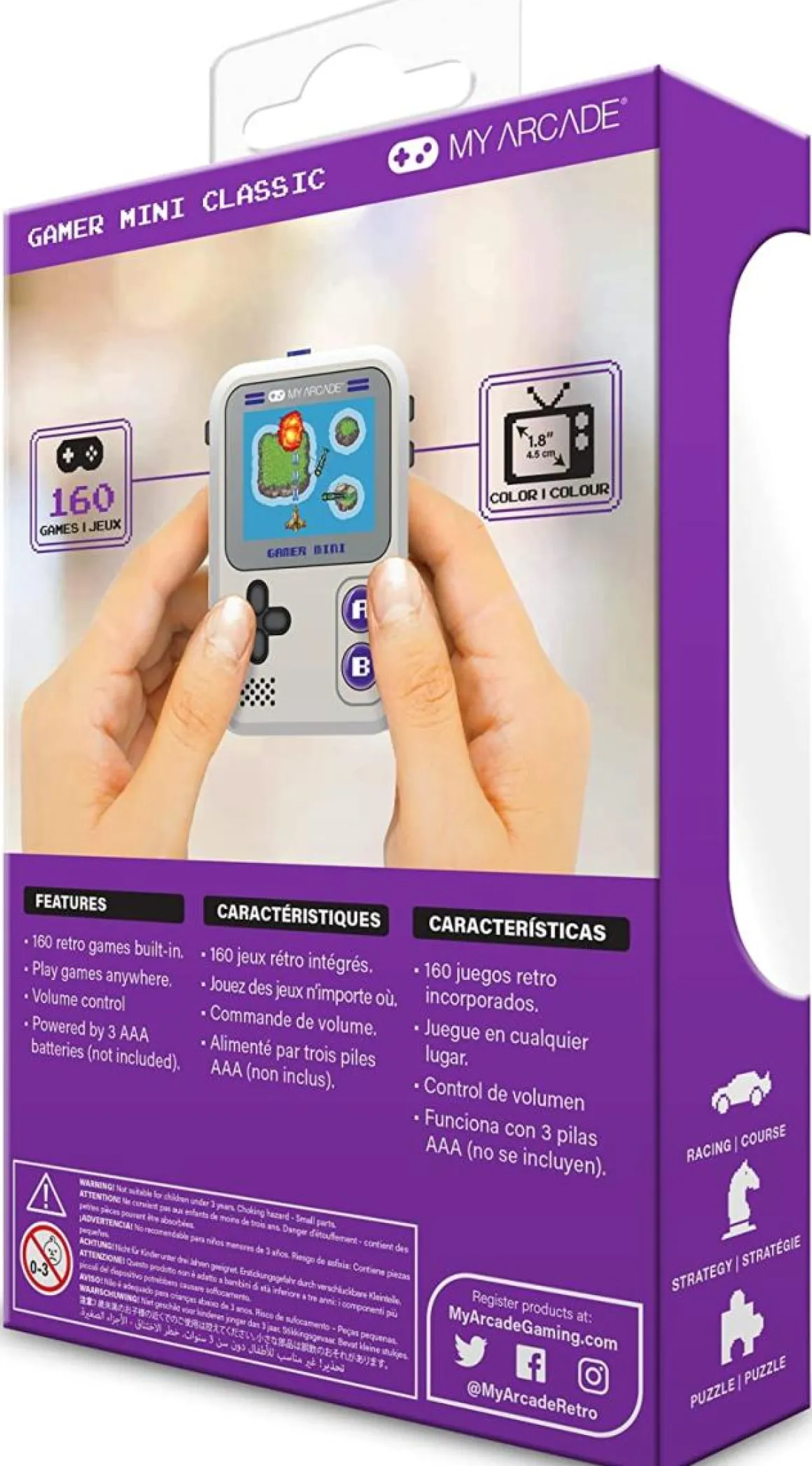- Gamer mini classique console de poche - Gris/violet^My Arcade Online