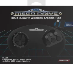 - Manette Noire BIG6 Sega Mega Drive & Genesis - Sans fil 2.4Ghz^retro-bit Sale