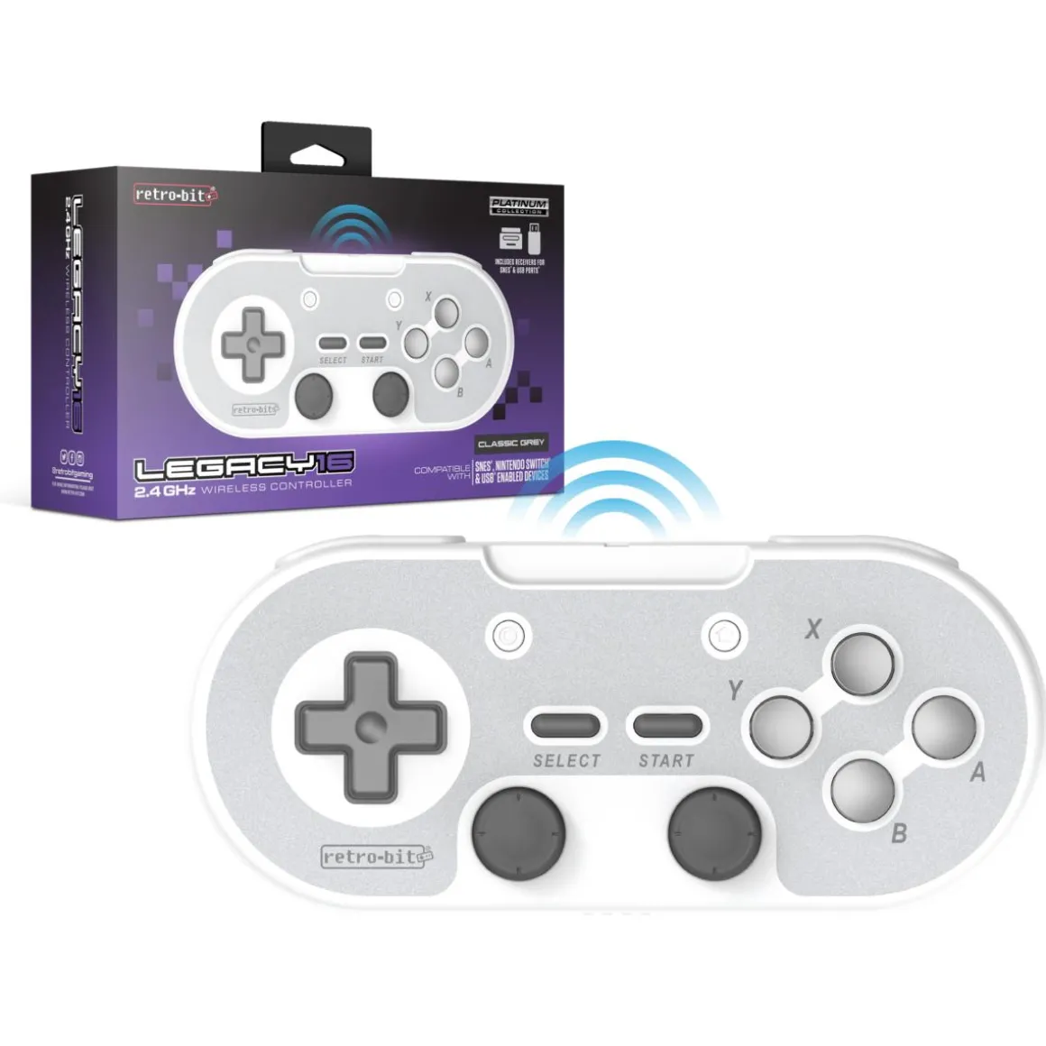 Legacy 16 sans fil & USB - Grise (Dongles USB & SNES inclus)^retro-bit Online