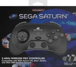 RetroBit Sega Saturn 2.4Ghz Pro Black^retro-bit New