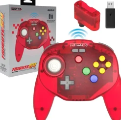 Tribute 64 2.4GHz Manette sans Fil pour Nintendo 64/Switch/PC/Mac Clear Red^retro-bit Best