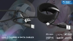 USB-C Charge and & Data Cables - Twin Pack pour PSVR2 & PS5^Stealth Clearance